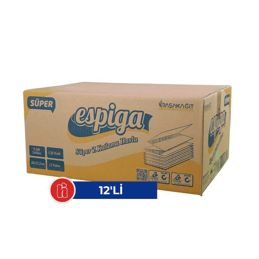 Espiga Z Katlama Havlu Standart 150 Yaprak – 20x21 cm, 12’li Koli