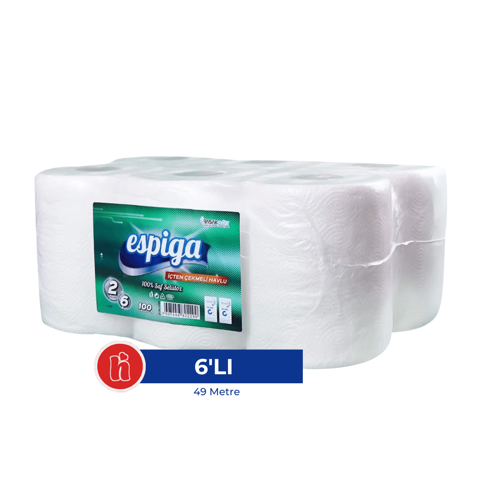 Espiga 21 cm İçten Çekmeli Havlu 6'lı