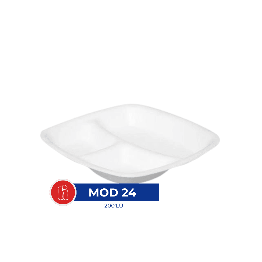 Mod 24 Köpük Tabak 3 Bölmeli – 200 Adet