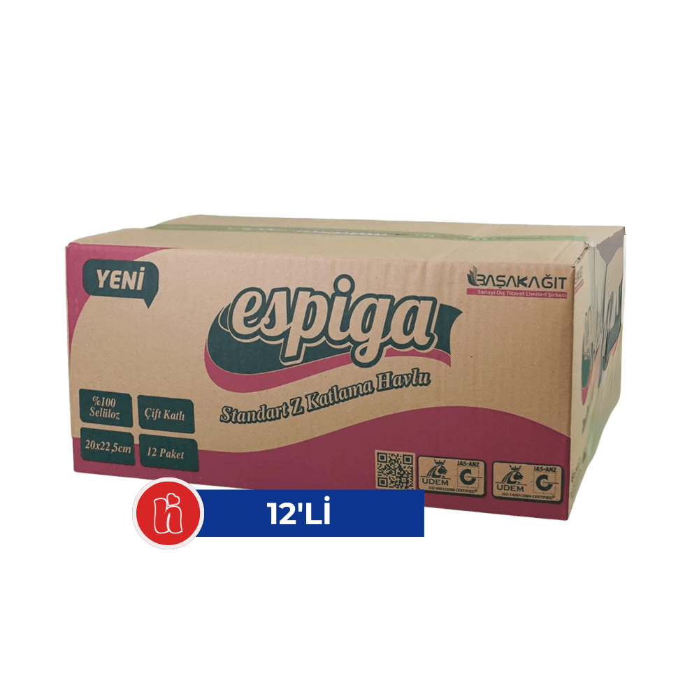 Espiga Z Katlama Havlu 120 Yaprak – 20x21 cm, 12’li Koli