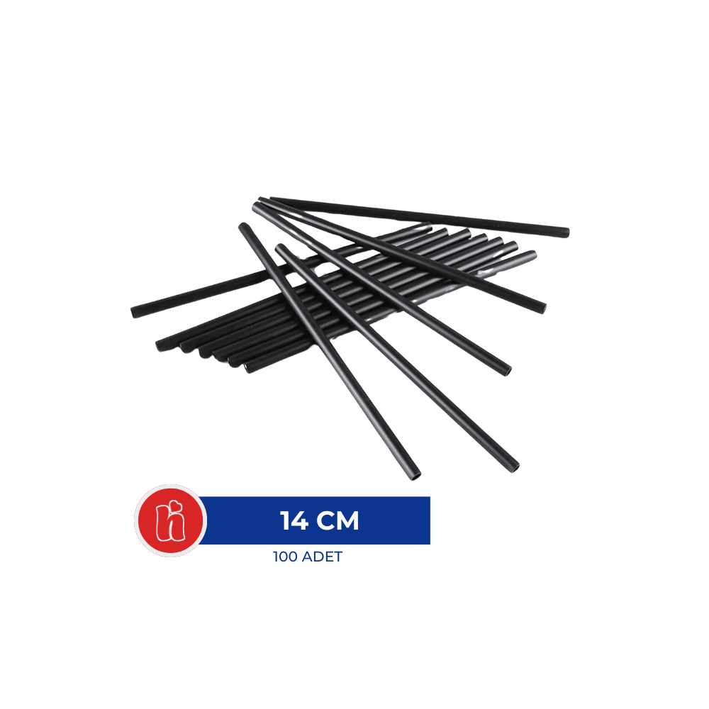 Kısa Pipet Siyah 4mm*14cm (300'lü Paket)