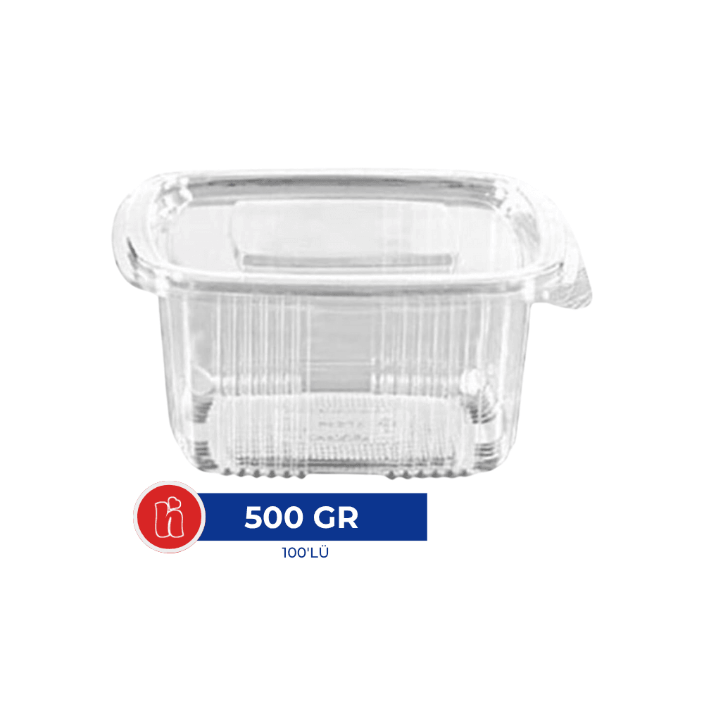 Plastik Sızdırmaz Kap 500 gr – 100'lü Paket
