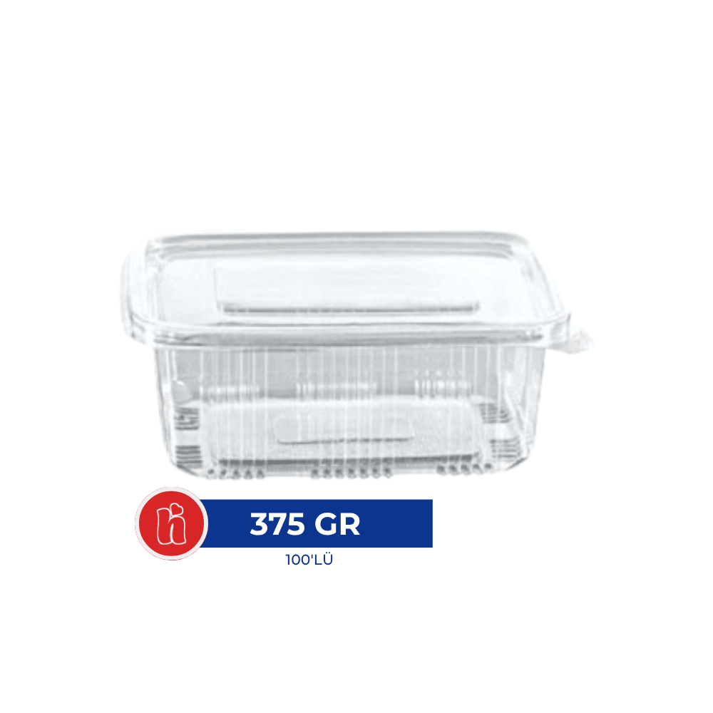 Plastik Sızdırmaz Kap 375 gr – 100'lü Paket