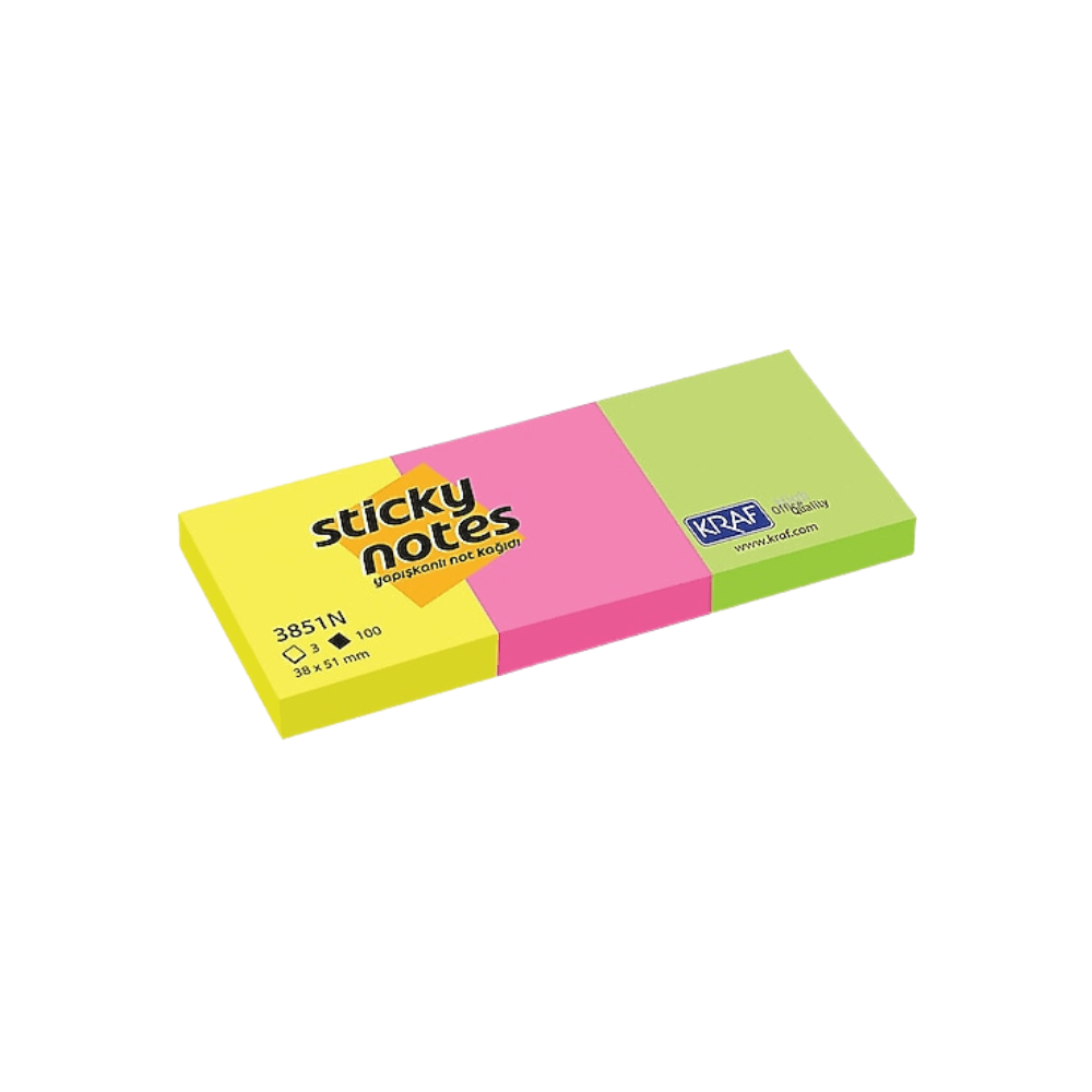 Kraf 3851N Yapışkanlı Not Kağıdı 38x51mm Renkli — 100 Yaprak