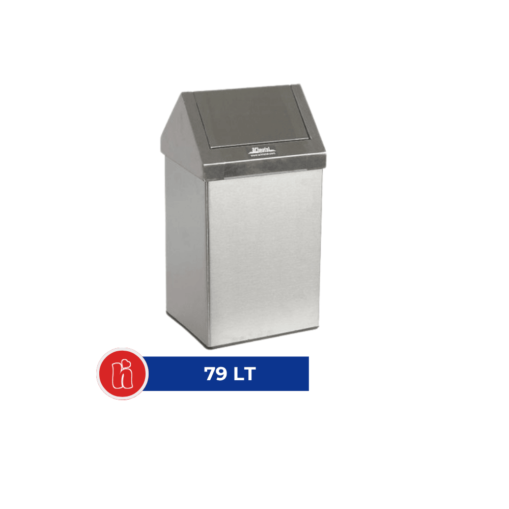 Çatı Kapaklı Çöp Kovası Metal 79 lt