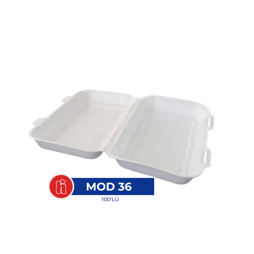 Mod / 36 Beyaz Kapaklı Köpük Tabak – 100'lü Paket
