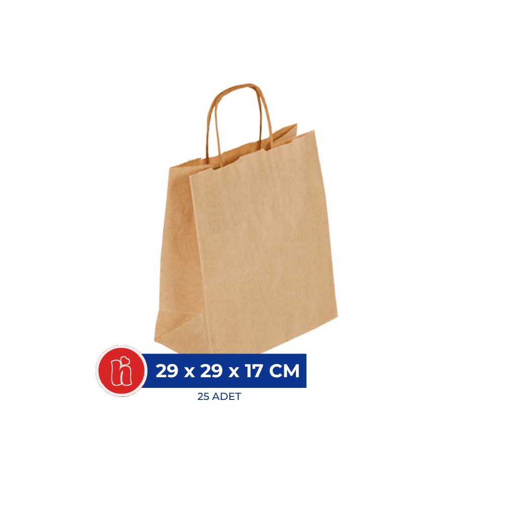 Kraft Saplı Çanta 29 cm x 29 cm x 17 cm – 25 Adet