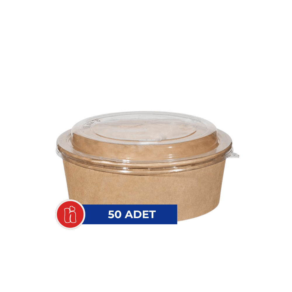 Kraft Karton Salata Kasesi 1100 cc Kapaklı 50’li Set