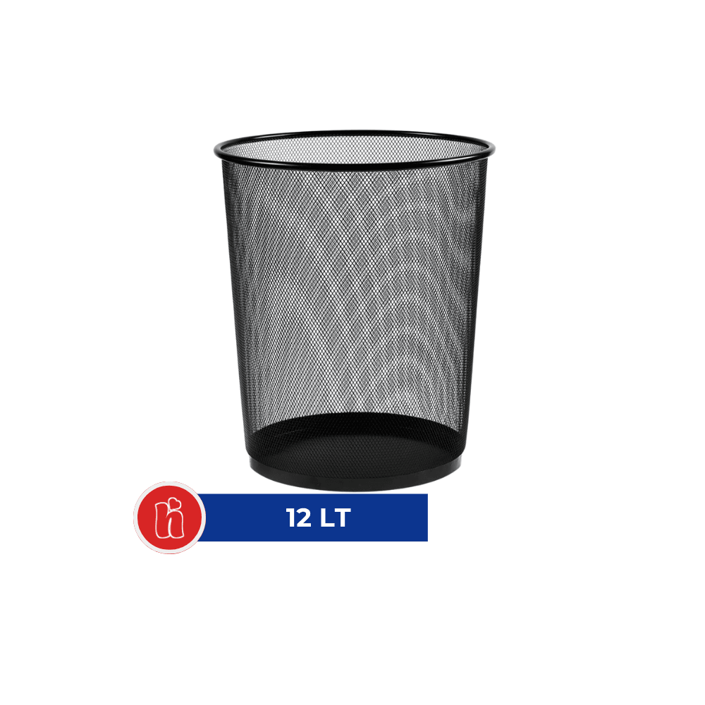 Metal File Çöp Kutusu Siyah Renkli 12 lt