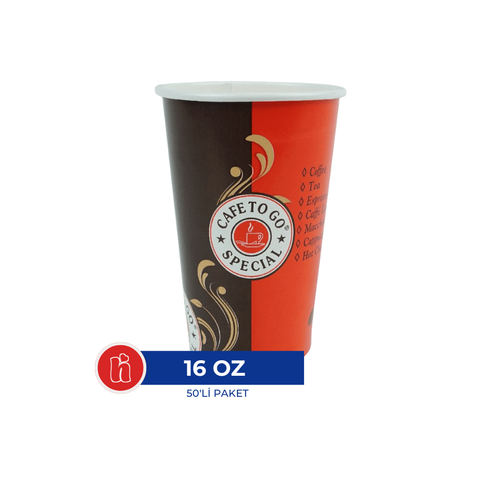 Karton Bardak 16 Oz – 50'li Paket
