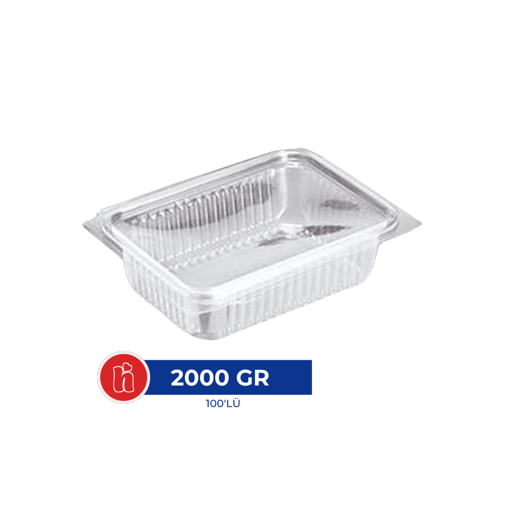Plastik Sızdırmaz Kap 2000 gr – 100'lü Paket