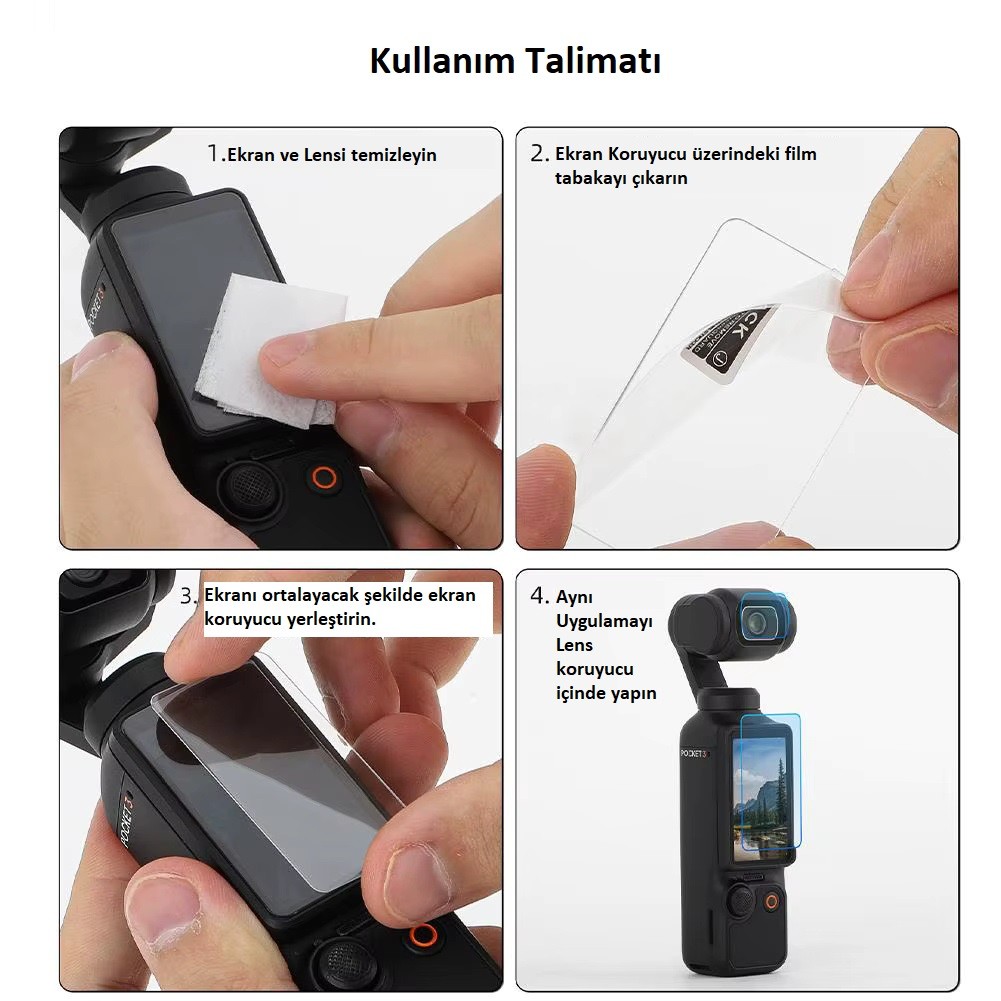 Teknoroket Dji OSMO POCKET 3 Aksesuar Seti (7 Parça Silikon Kılıflar , Kayış , Lens ve Ekran Koruyucu)