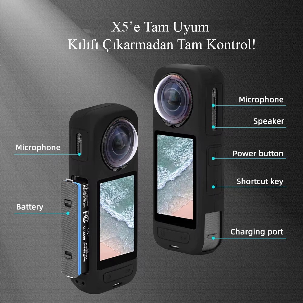 Teknoroket Insta360 X5 Şok Emici Silikon Kılıf