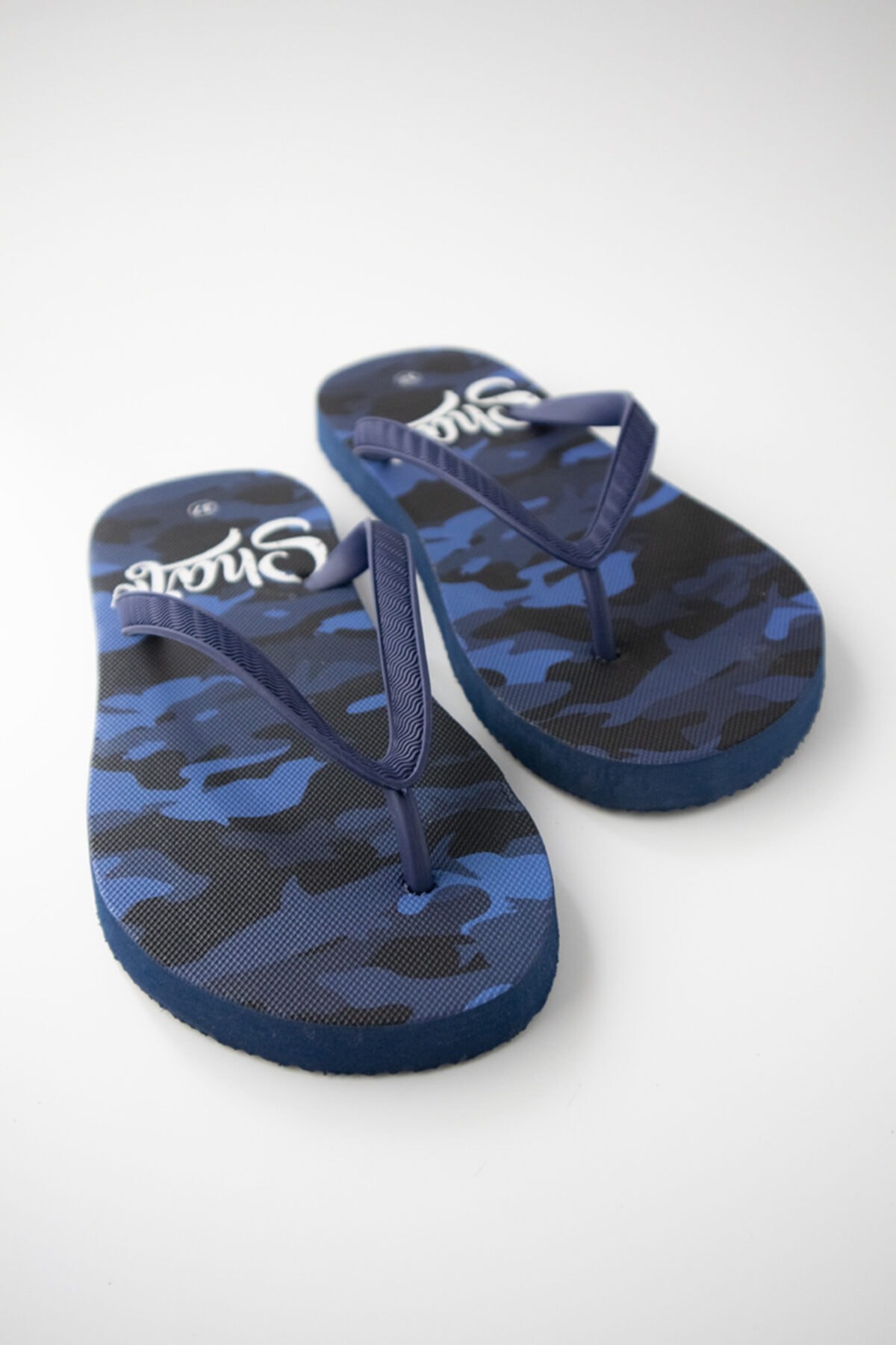 Çocuk Rahat Parmak Arası Kamuflaj Plaj Terliği Flipflops - mavi