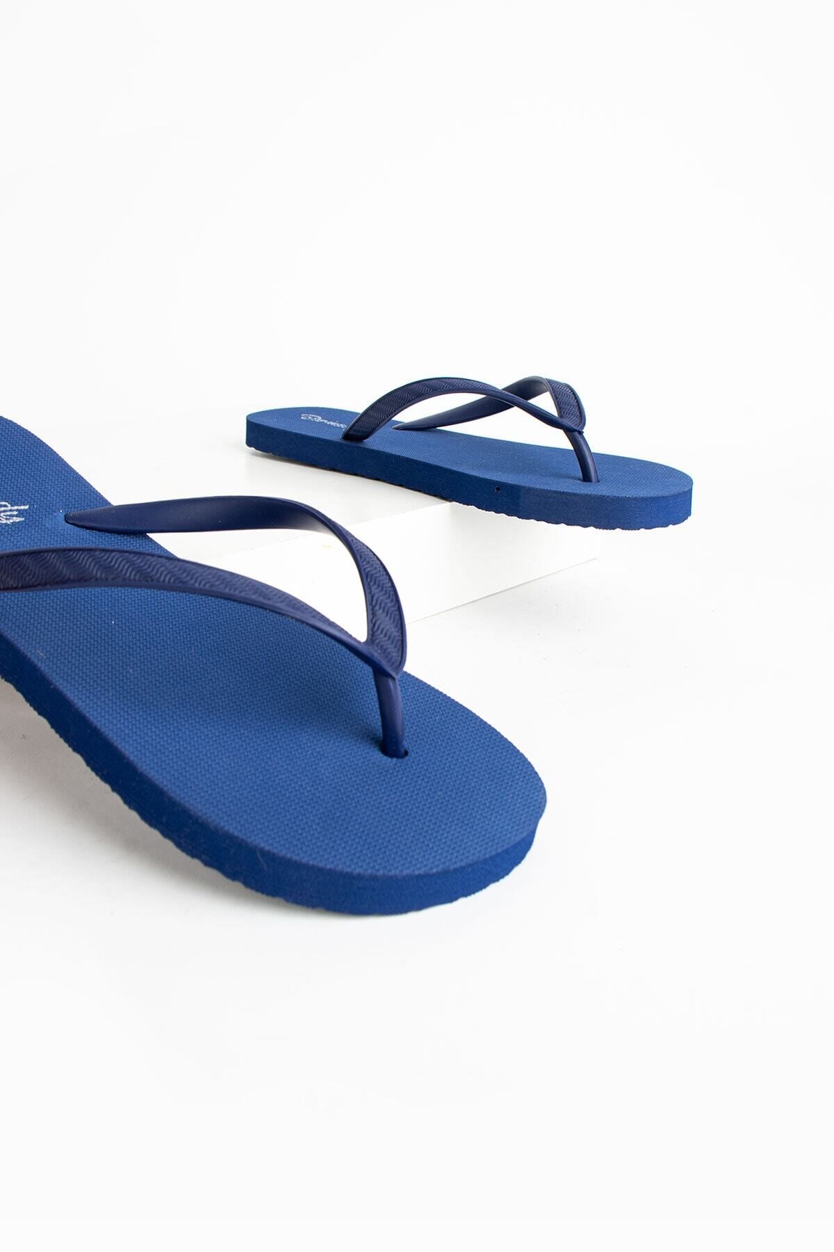 Kadın Basic Rahat Parmak Arası Acıtmaz Plaj Terliği Flip Flops - lacivert