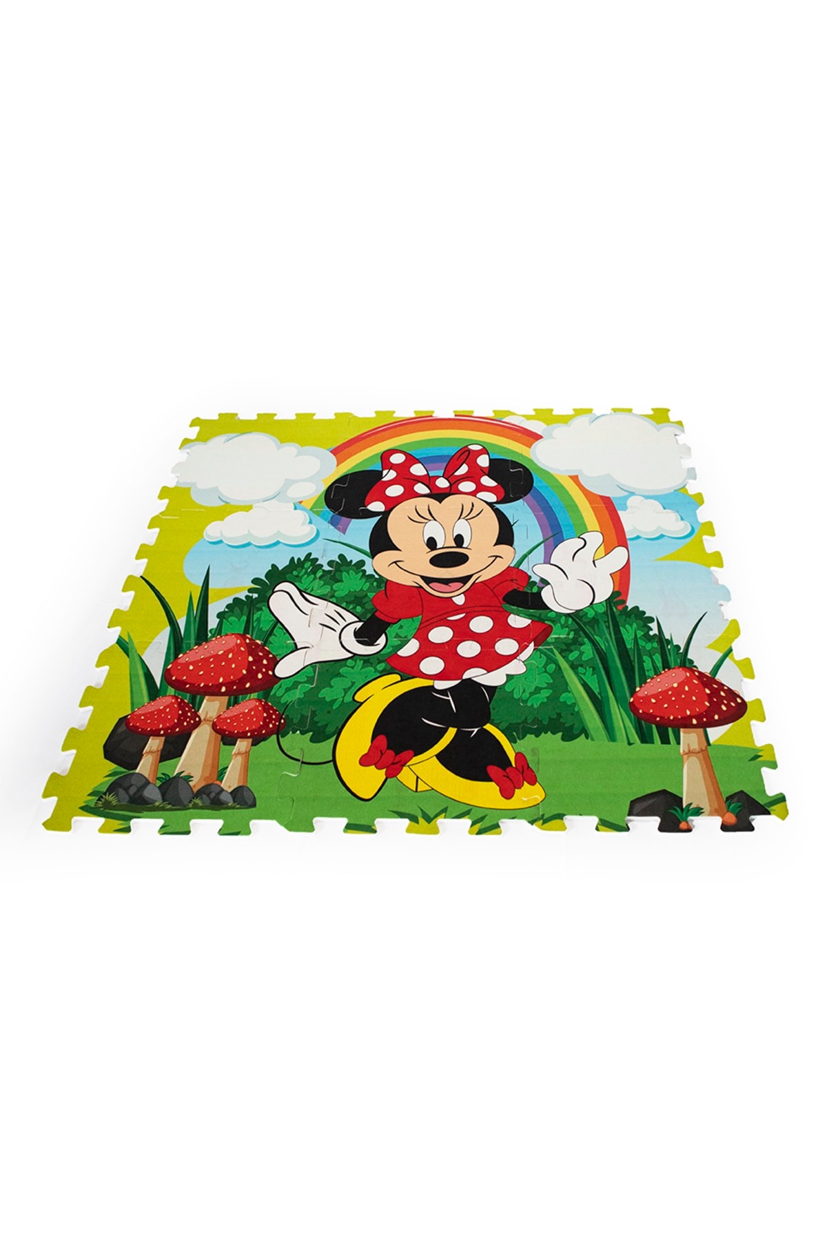 Minnie Mouse 9 Parça Eğitici Eğlendirici Keçe Kaplı Eva Puzzle Yer Karosu Oyun Halısı