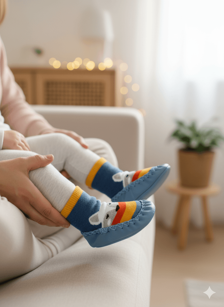 Kaydırmaz Deri Taban Rahat Bebek Çocuk Çarık Soket Çorap Patik Panduf Ev Anaokulu Ayakkabısı - soft renkli
