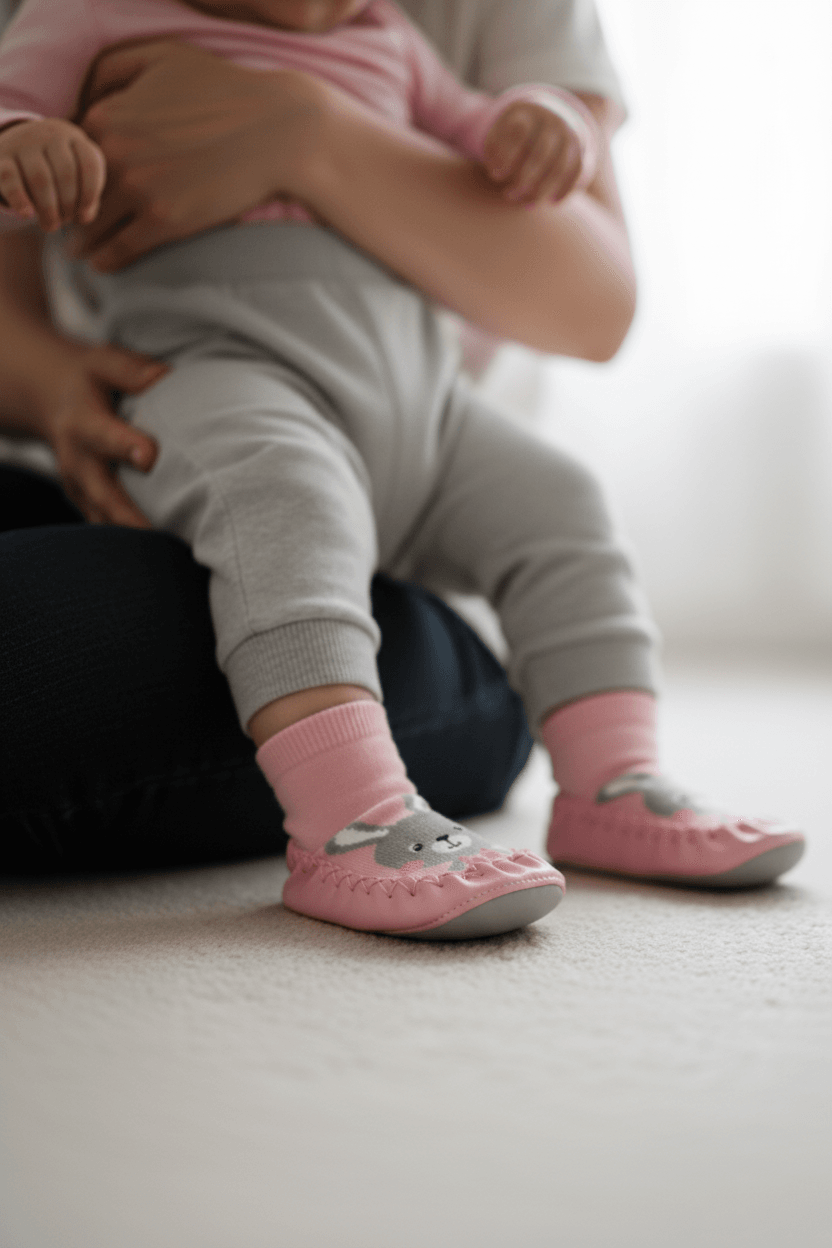 Kaydırmaz Deri Taban Rahat Bebek Çocuk Çarık Soket Çorap Patik Panduf Ev Anaokulu Ayakkabısı - tozpembe