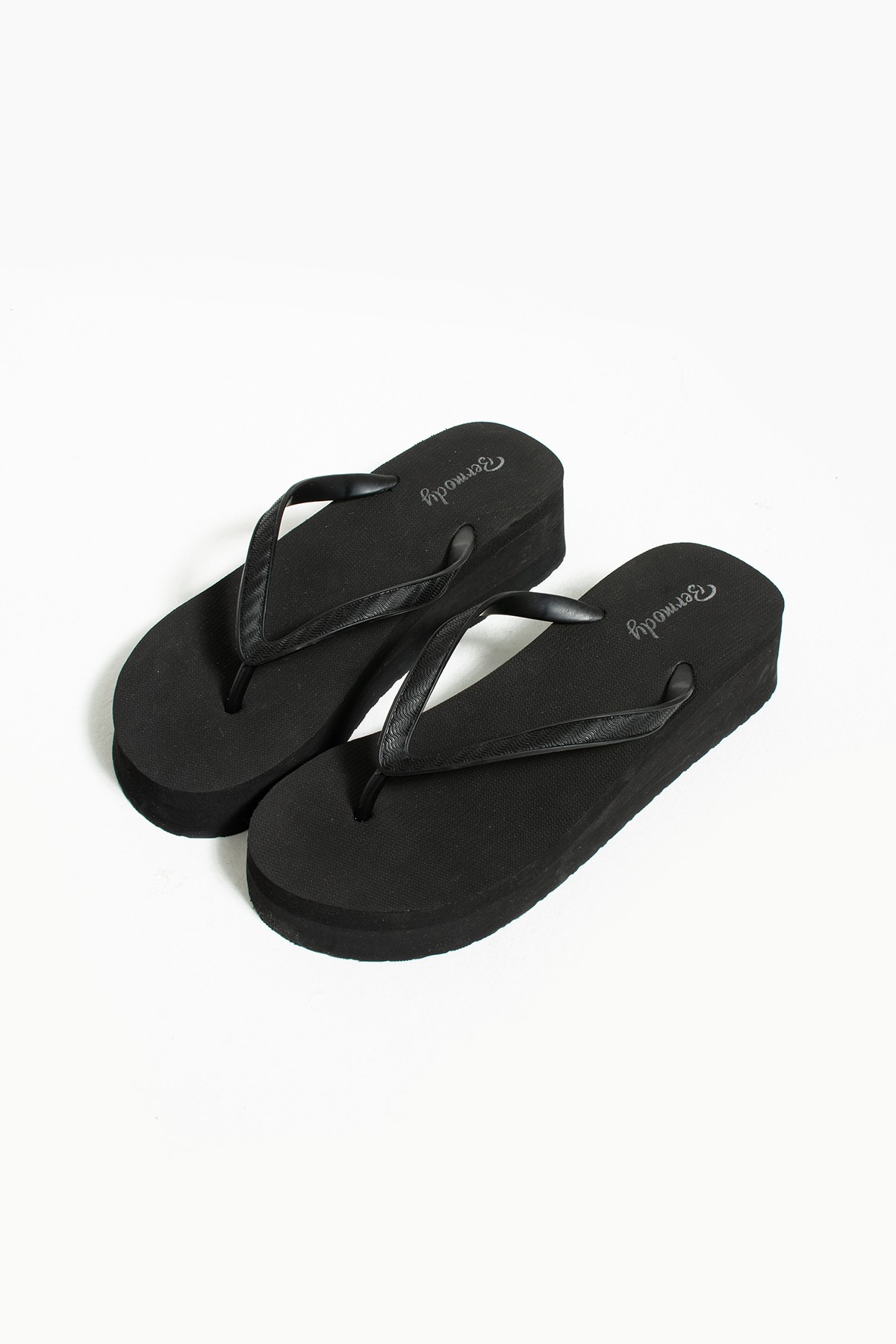 Pamela Platform Parmak Arası Pvc Acıtmaz Plaj Terliği Flip Flops - si̇yah