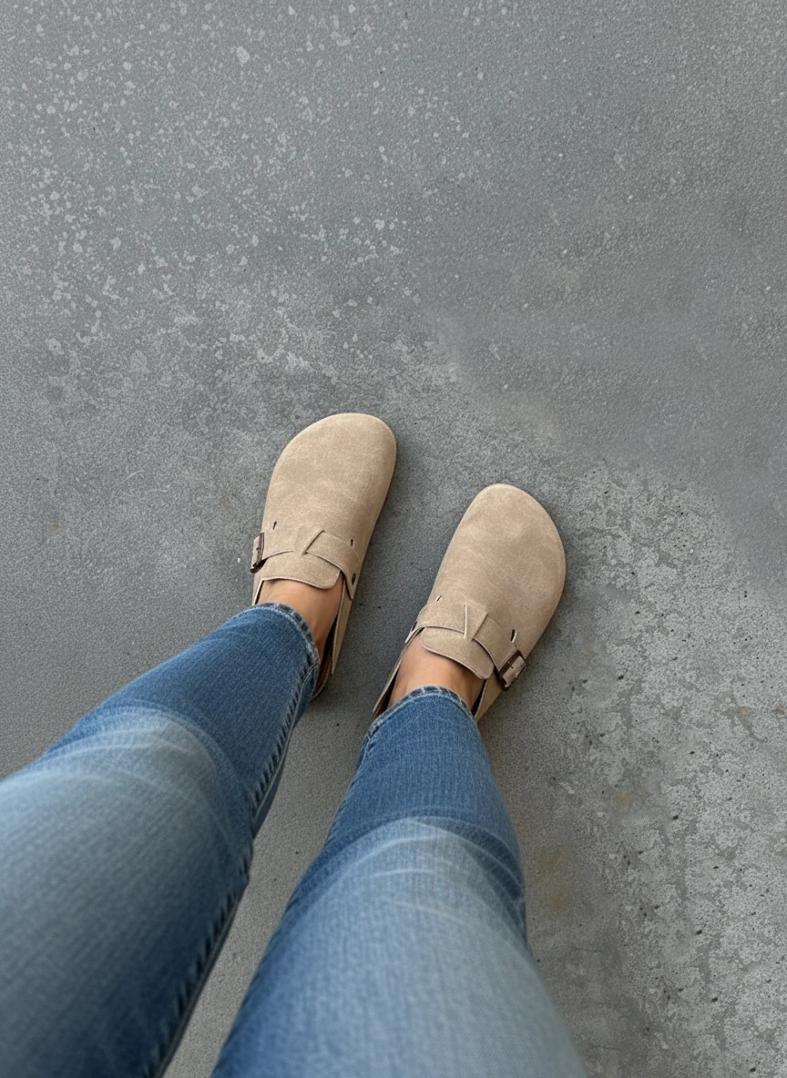 Eliza Kadın Rahat Mantar Tabanlı Günlük Sabo Günlük Boston Terlik - bej