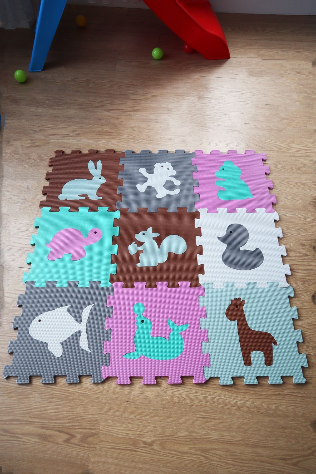 Soft Renkli Hayvanlar Eğitici Evamat Puzzle Yer Karosu & Oyuncak - soft renkli