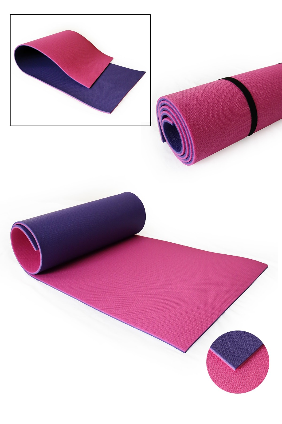 Pembe Mor Kamp Yoga Pilates Spor Matı 8 Mm