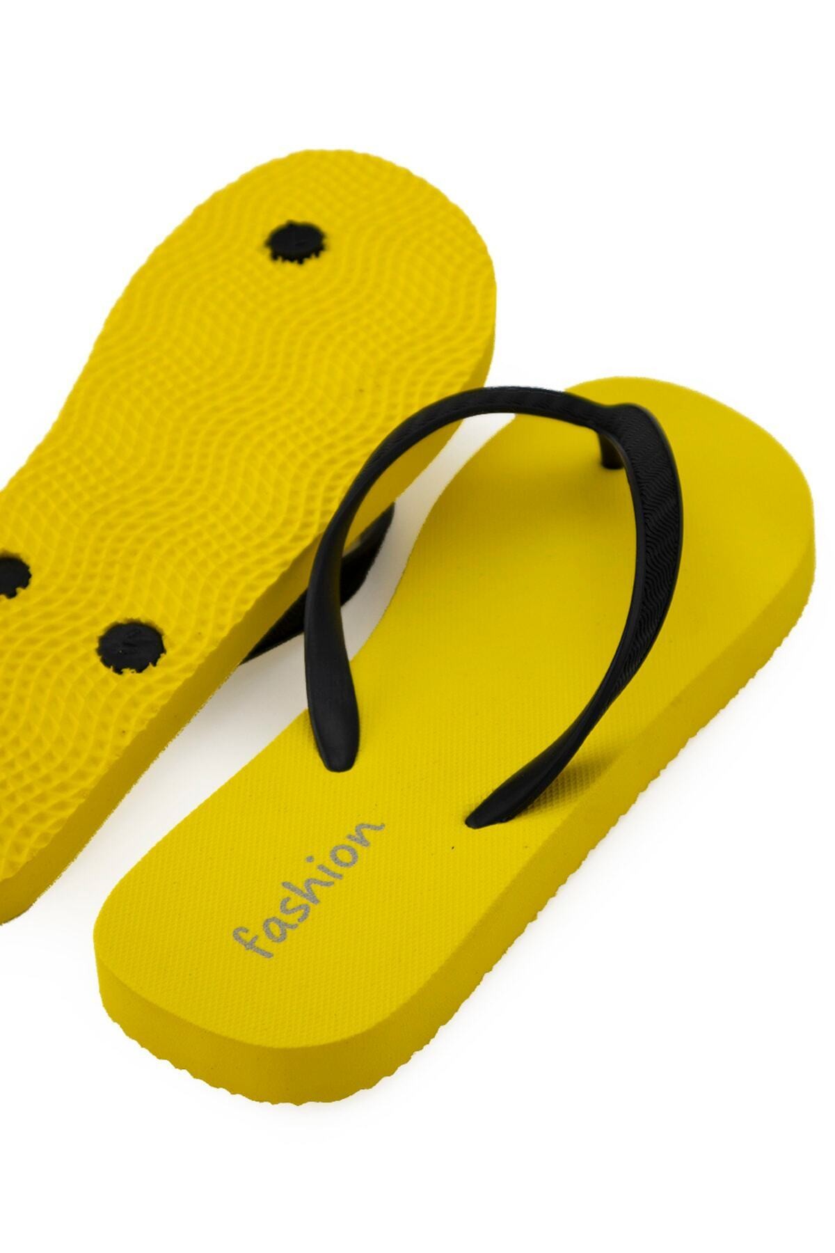 Kadın Basic Rahat Parmak Arası Acıtmaz Plaj Terliği Flip Flops - sarı