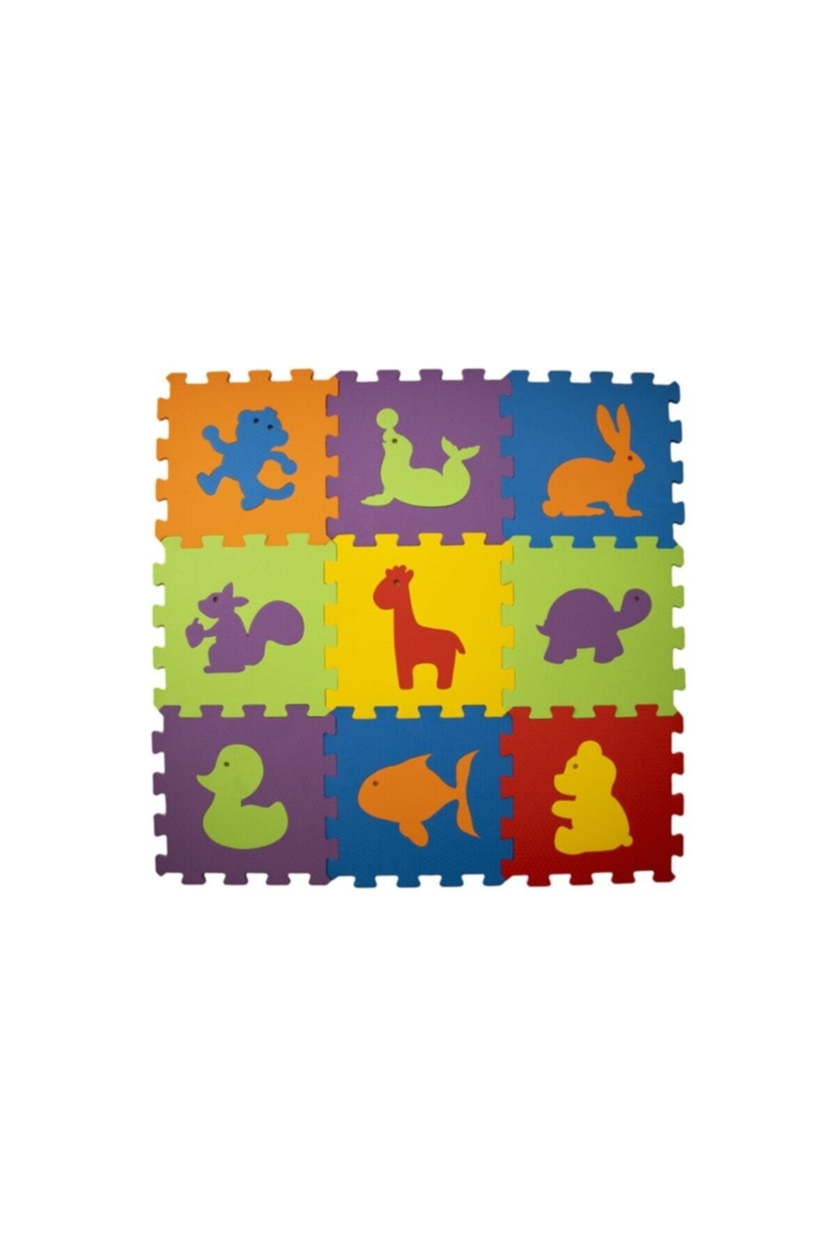 18 Parça Hayvanlar Eğitici Evamat Puzzle Yer Karosu ve Oyuncak