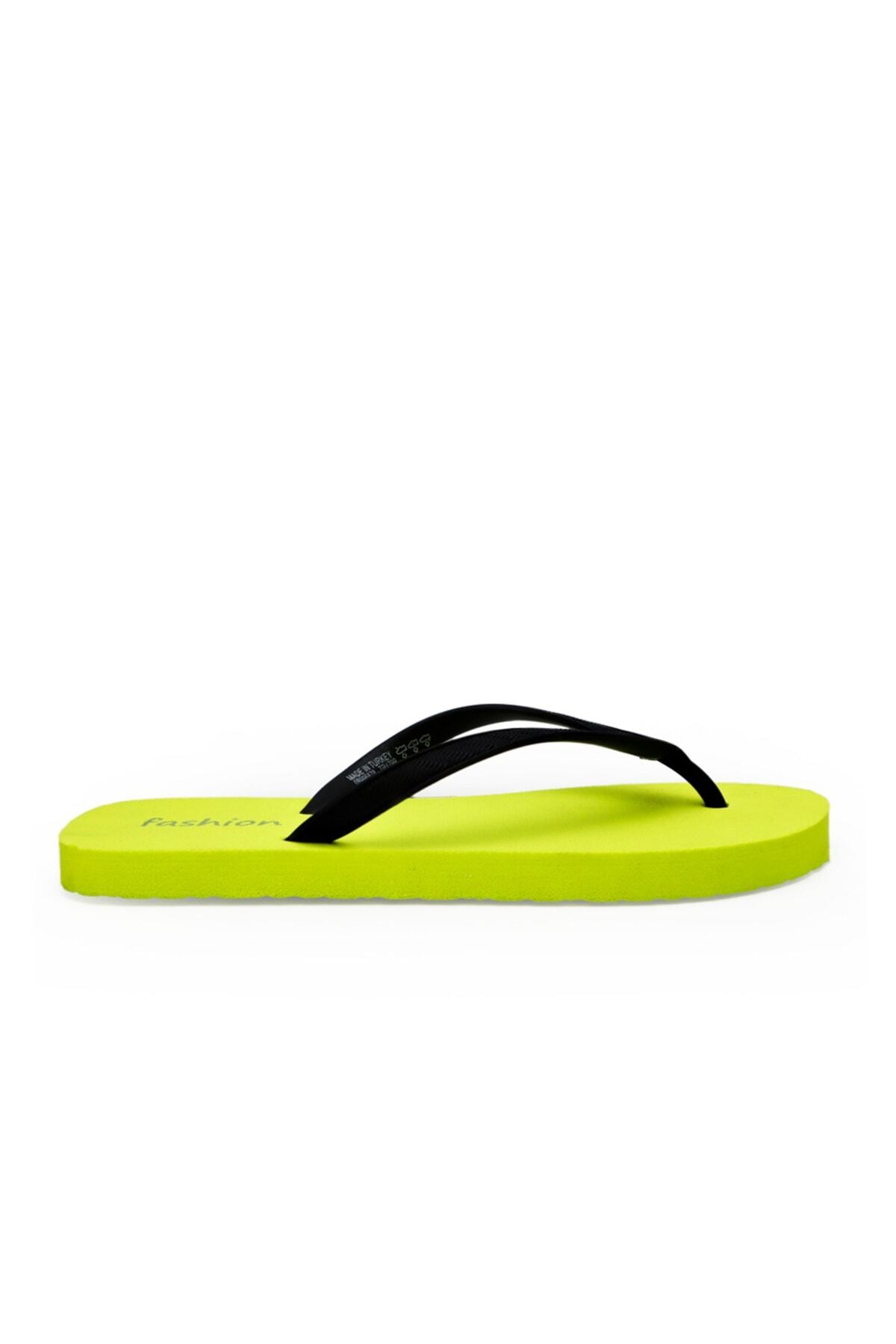 Kadın Basic Rahat Parmak Arası Acıtmaz Plaj Terliği Flip Flops - neon yeşil