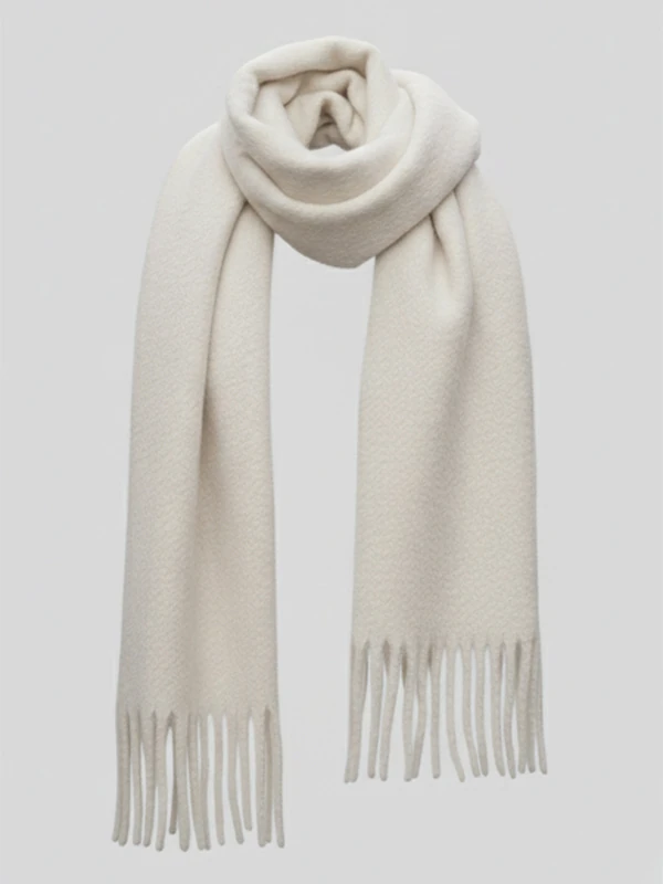 2li Set Puffy Yumuşak Dokulu Kadın Atkı Şal Omuz Şalı 50x190 cm - krem siyah