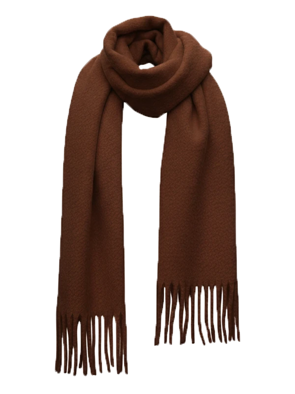 2li Set Puffy Yumuşak Dokulu Kadın Atkı Şal Omuz Şalı 50x190 cm - krem kahve