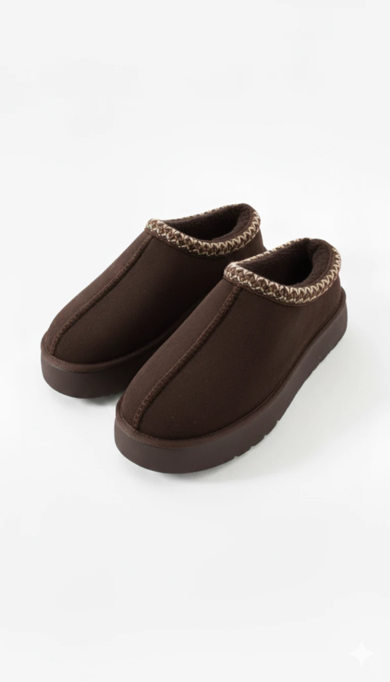 Tia Kadın Süet İçi Kürklü Kışlık Terlik Bot & Bootie - kahverengi