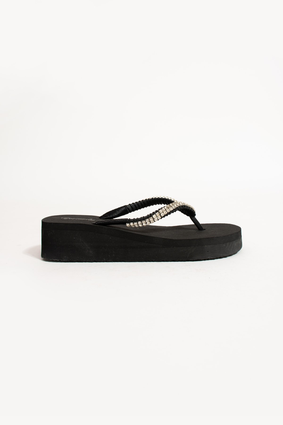 Adel Sandy Platform Parmak Arası Acıtmaz Plaj Terlik Flip Flops - siyah gümüş
