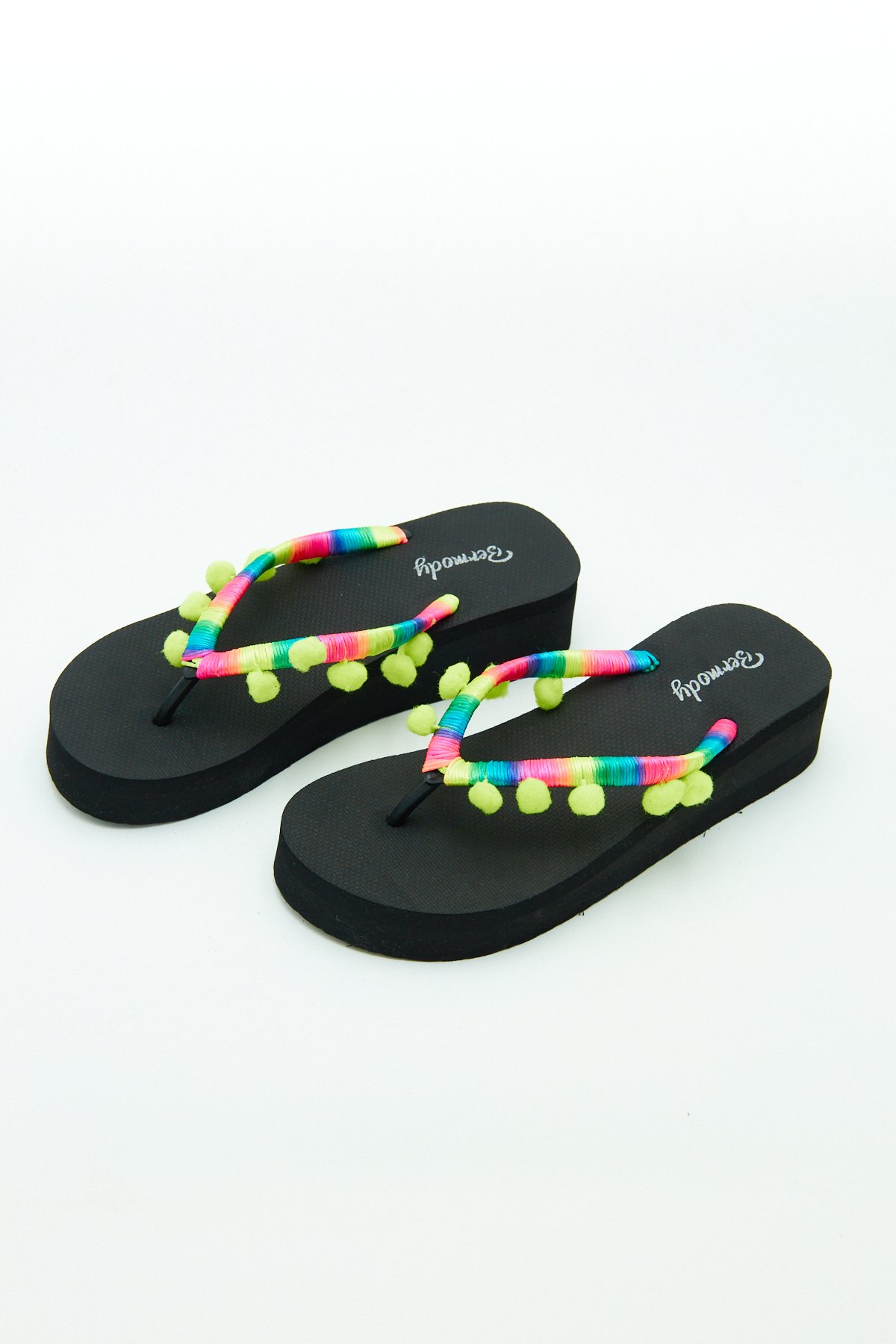 Allyson Platform Kadın Rahat Parmak Arası Plaj Terliği Flip Flops - renkli