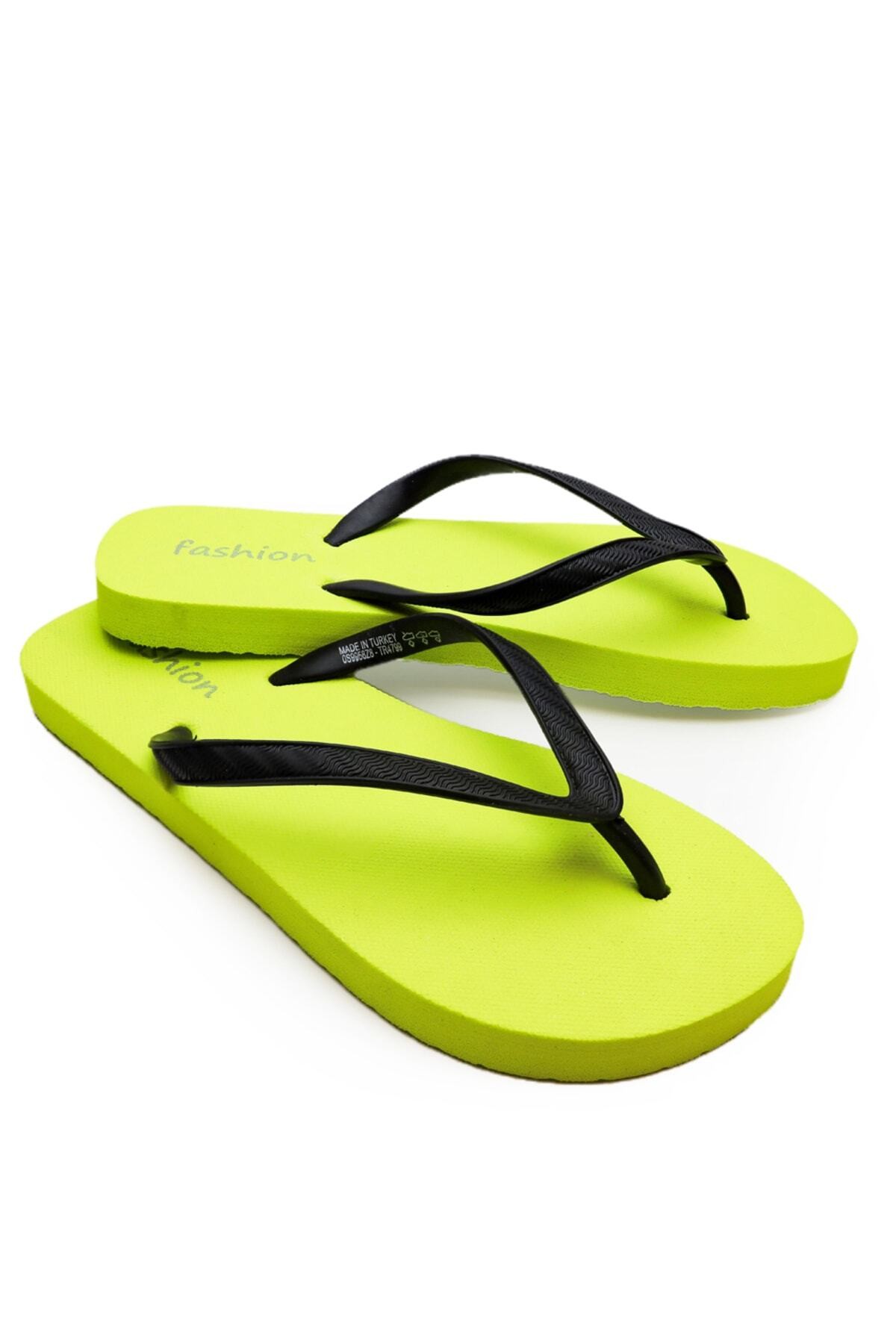 Kadın Basic Rahat Parmak Arası Acıtmaz Plaj Terliği Flip Flops - neon yeşil