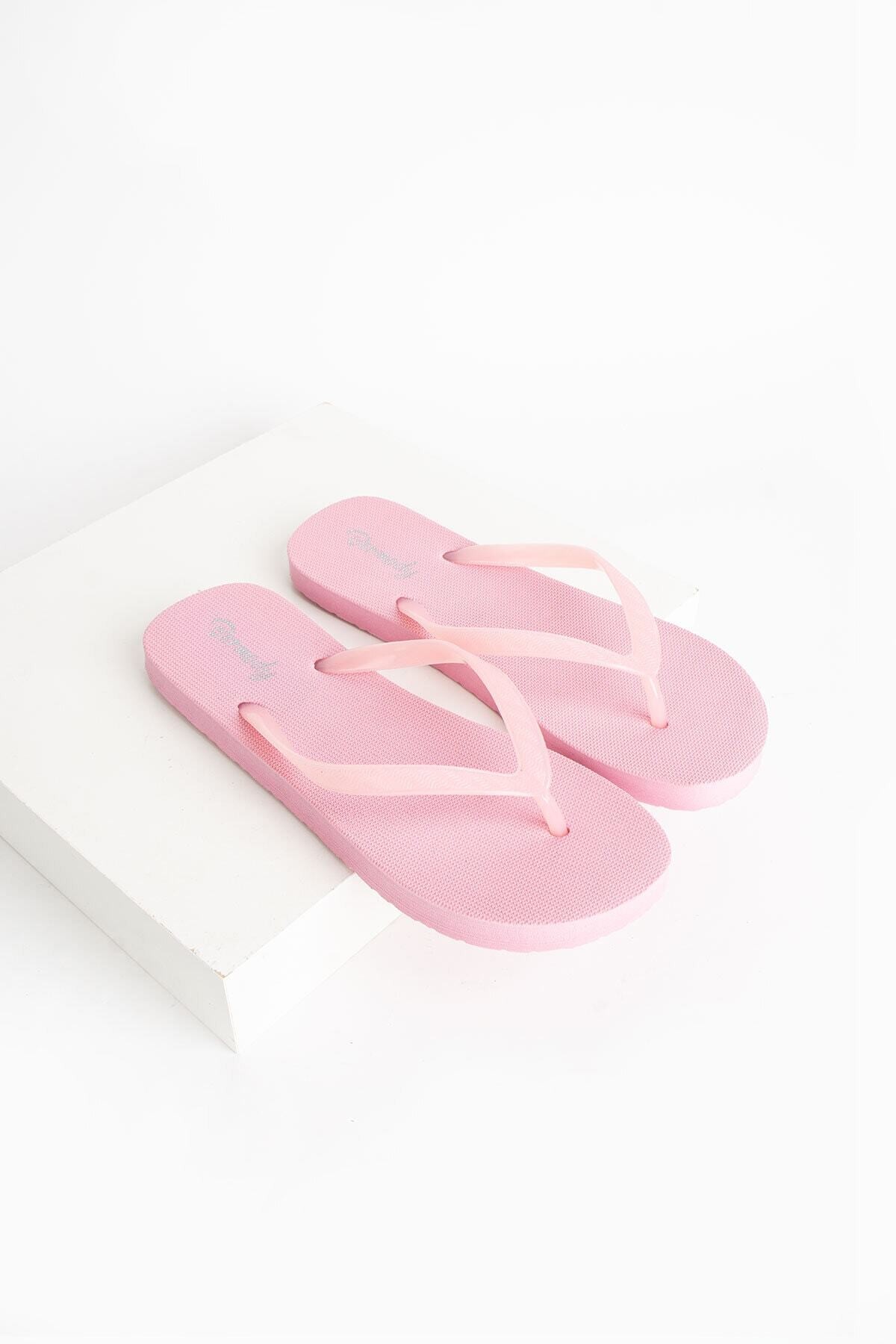 Kadın Basic Rahat Parmak Arası Acıtmaz Plaj Terliği Flip Flops - pembe