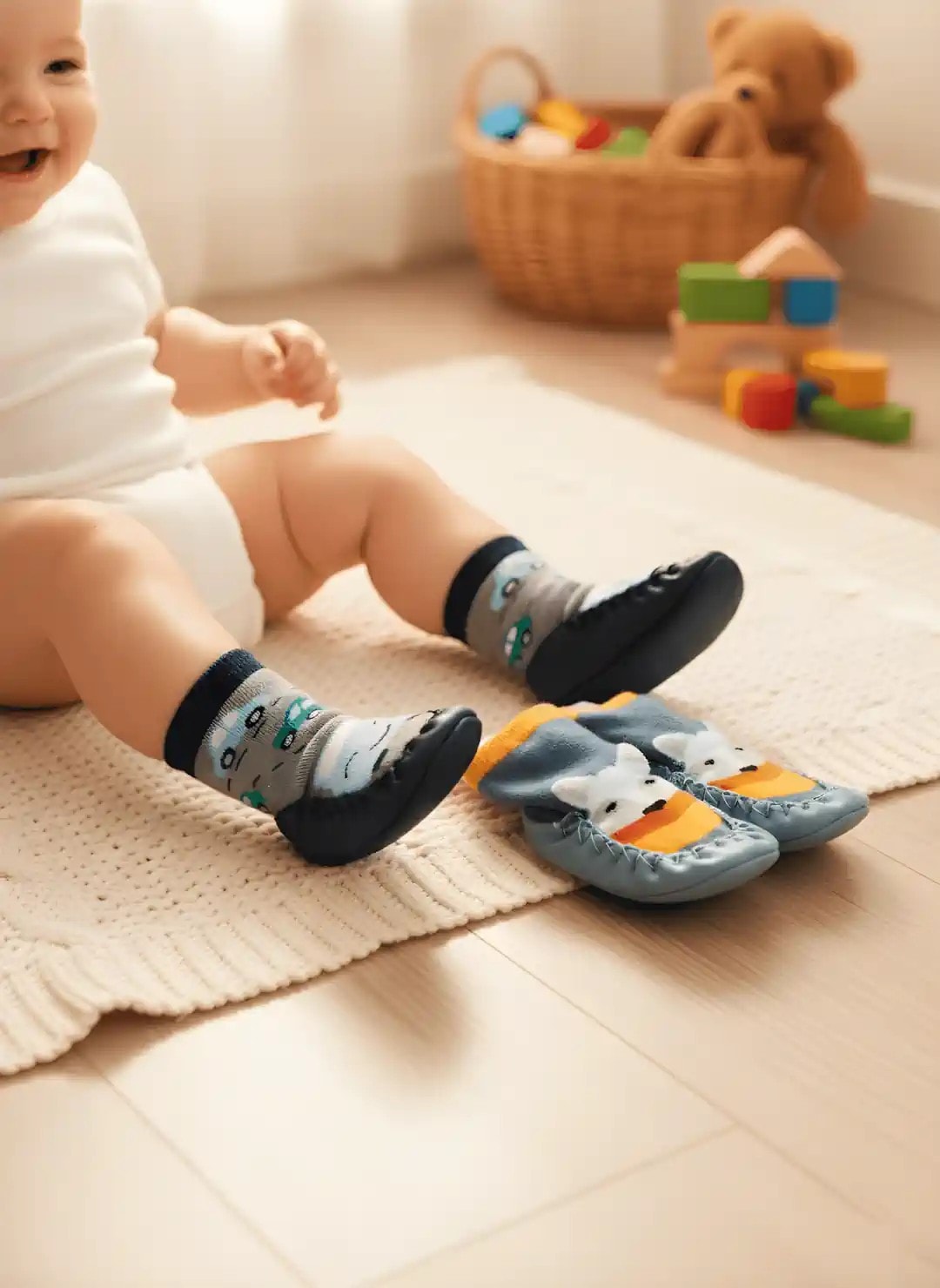 Kaydırmaz Deri Taban Rahat Bebek Çocuk Çarık Soket Çorap Patik Panduf Ev Anaokulu Ayakkabısı - çok renkli