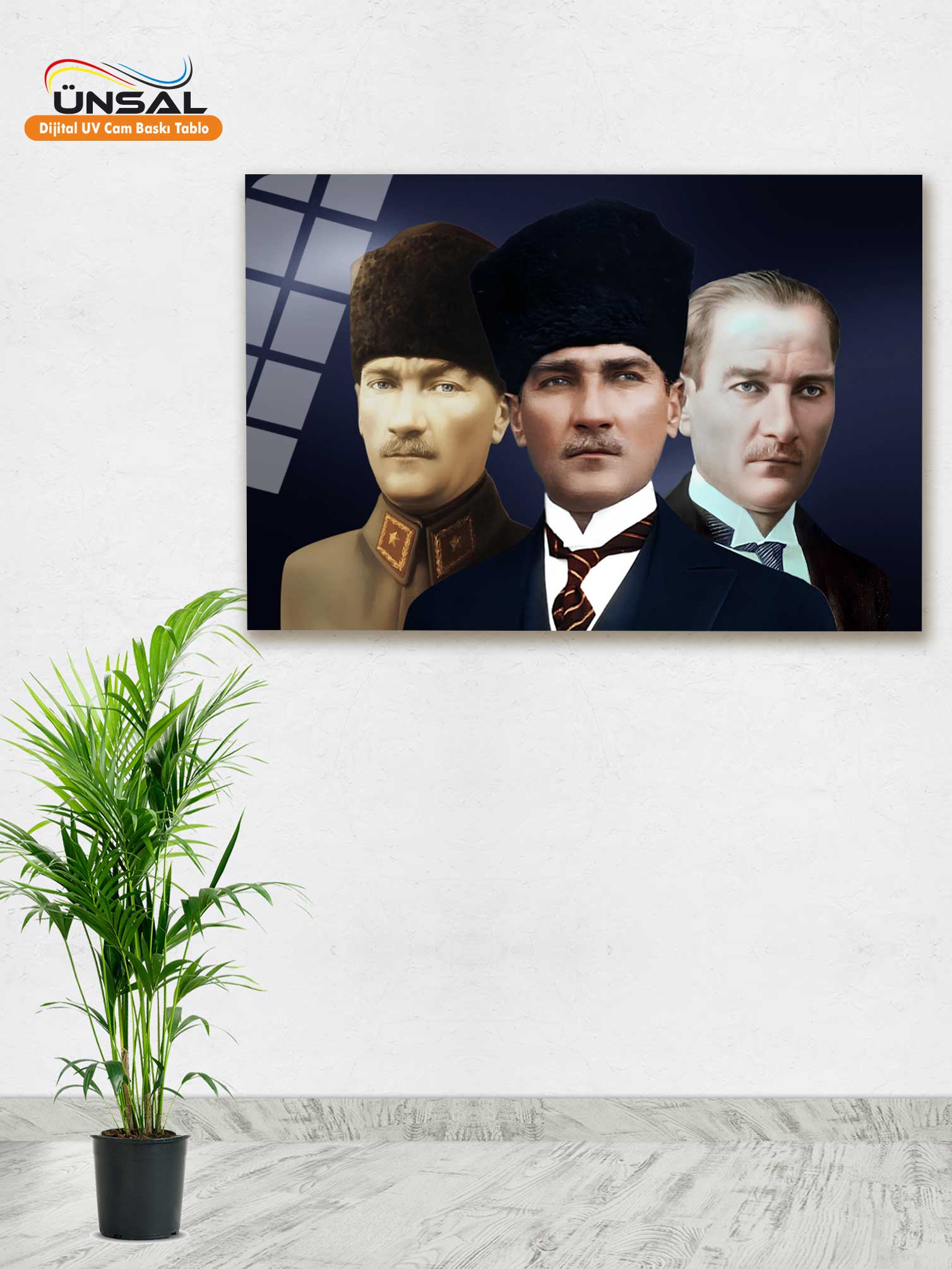 Atatürk 3 Resim Tek Tabloda - 70x110cm
