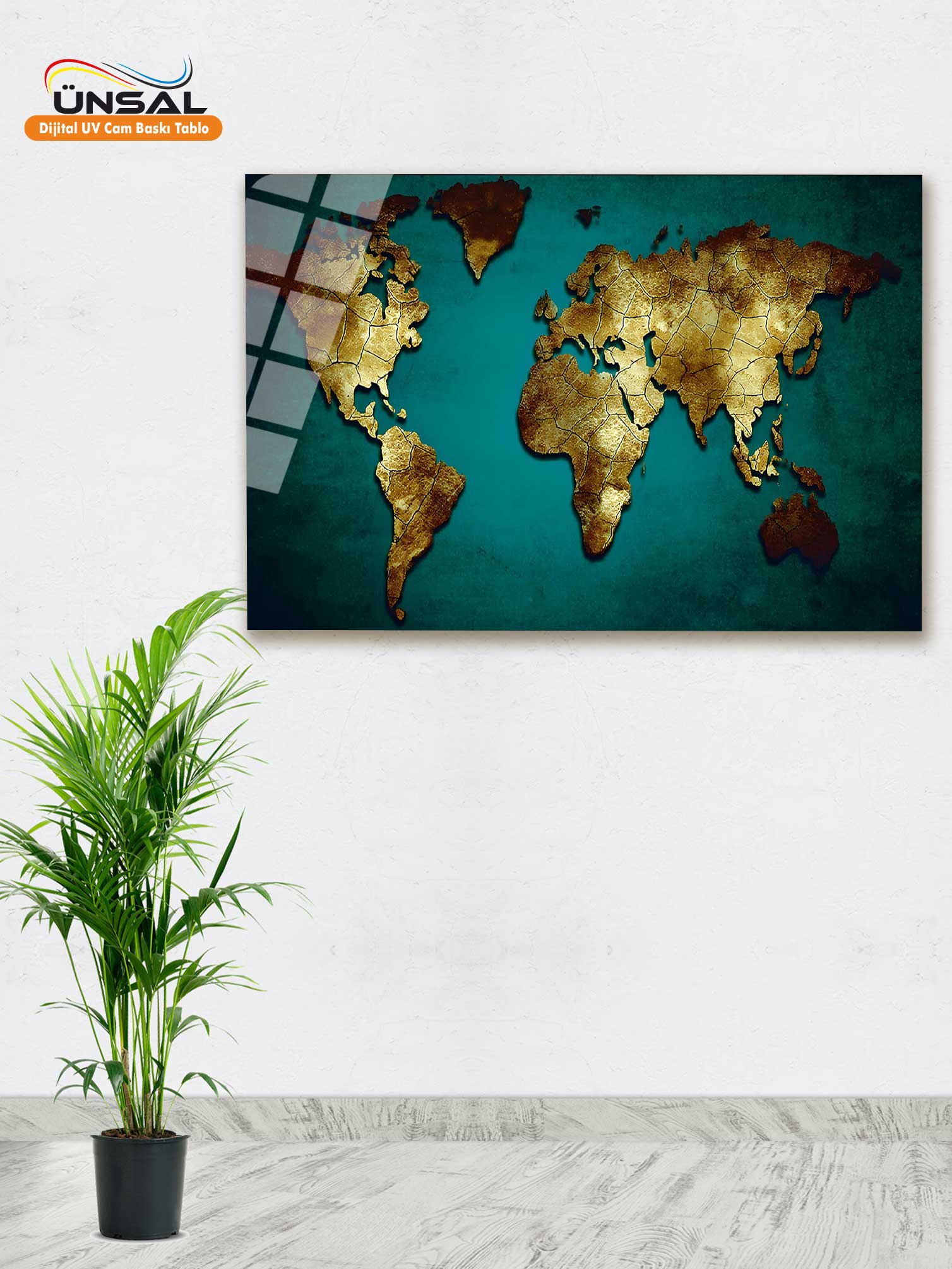 Dünya Haritası Cam Tablo