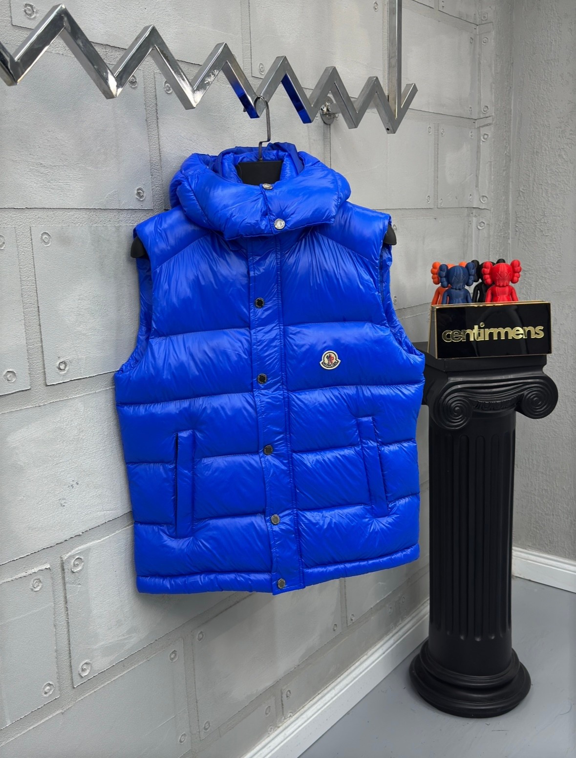 Moncler Mavi Parlak Şişme Yelek