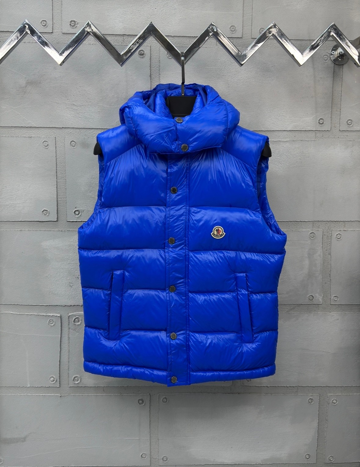 Moncler Mavi Parlak Şişme Yelek