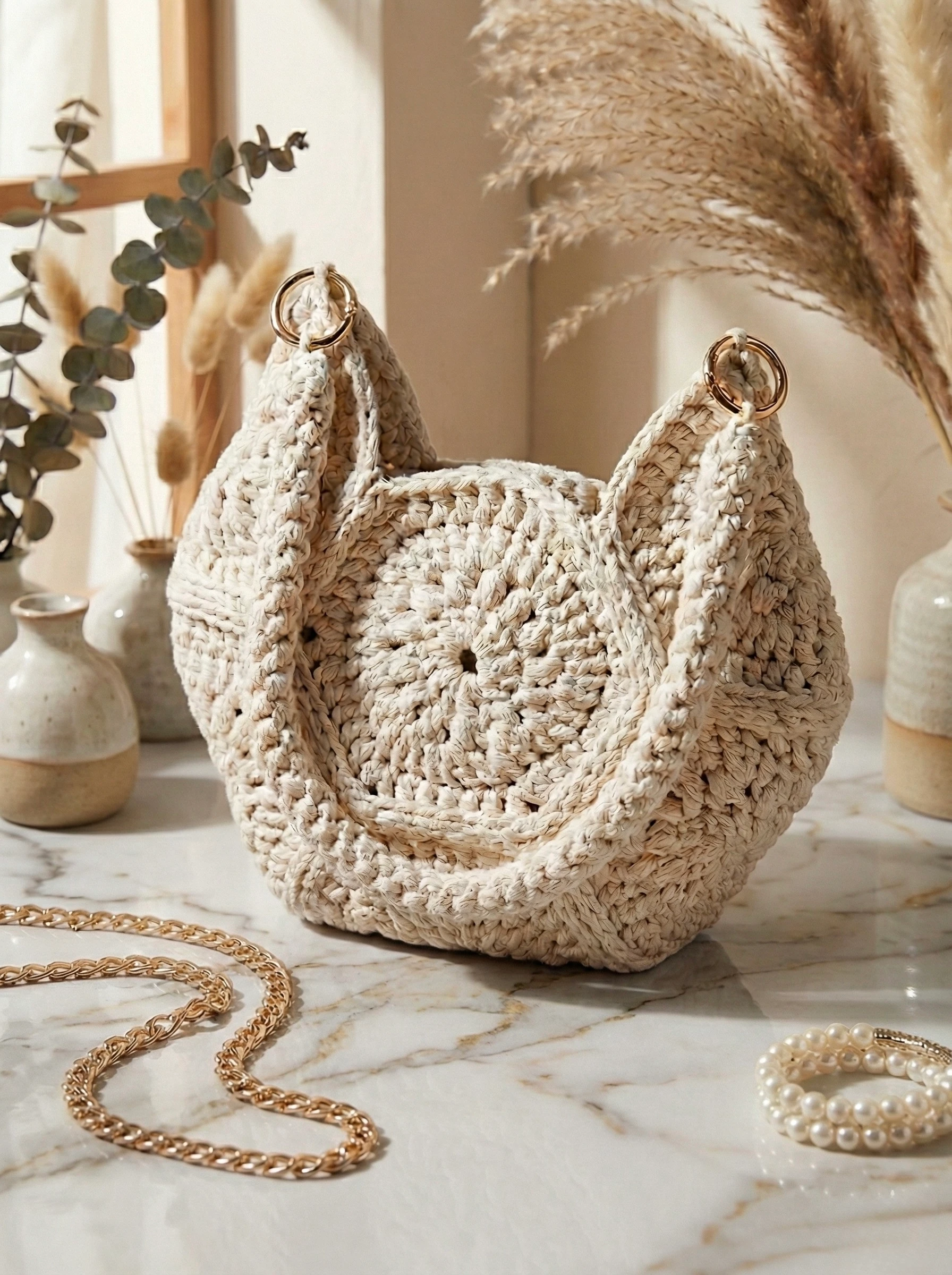 Zoffu Serene - Özel Tasarım Halka Detaylı Omuz Çantası