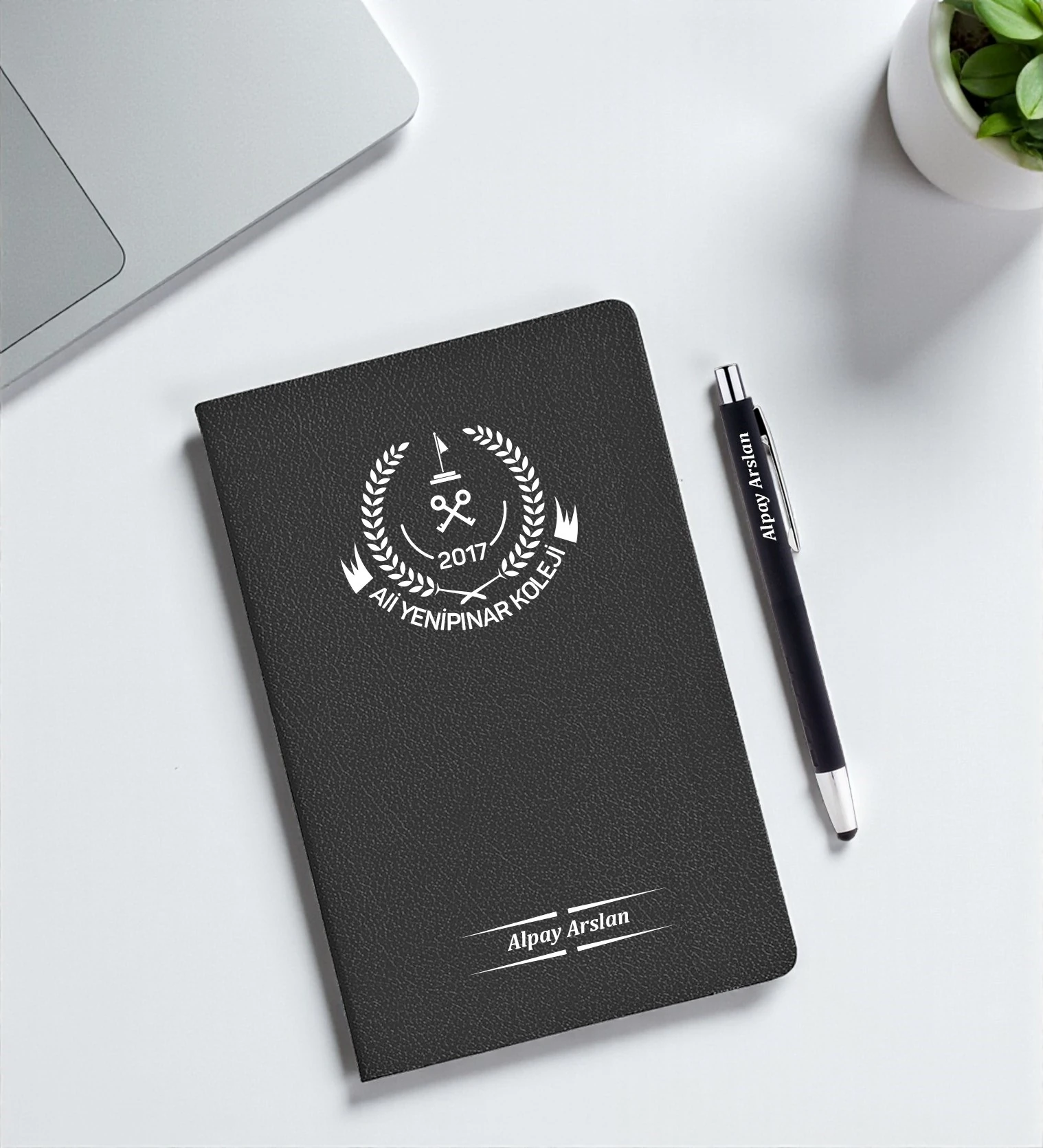 Kişiye Özel Logo ve İsim Baskılı  Ajanda Ve Touchpen Özellikli Metal Kalem Seti