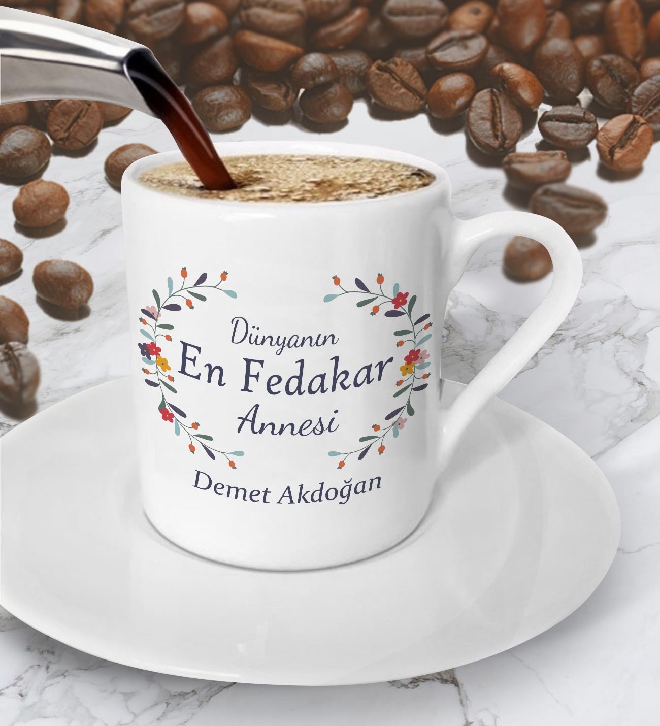 Dünyanın En Fedakar Annesi Anneler Günü Tasarımlı Kahve Fincanı