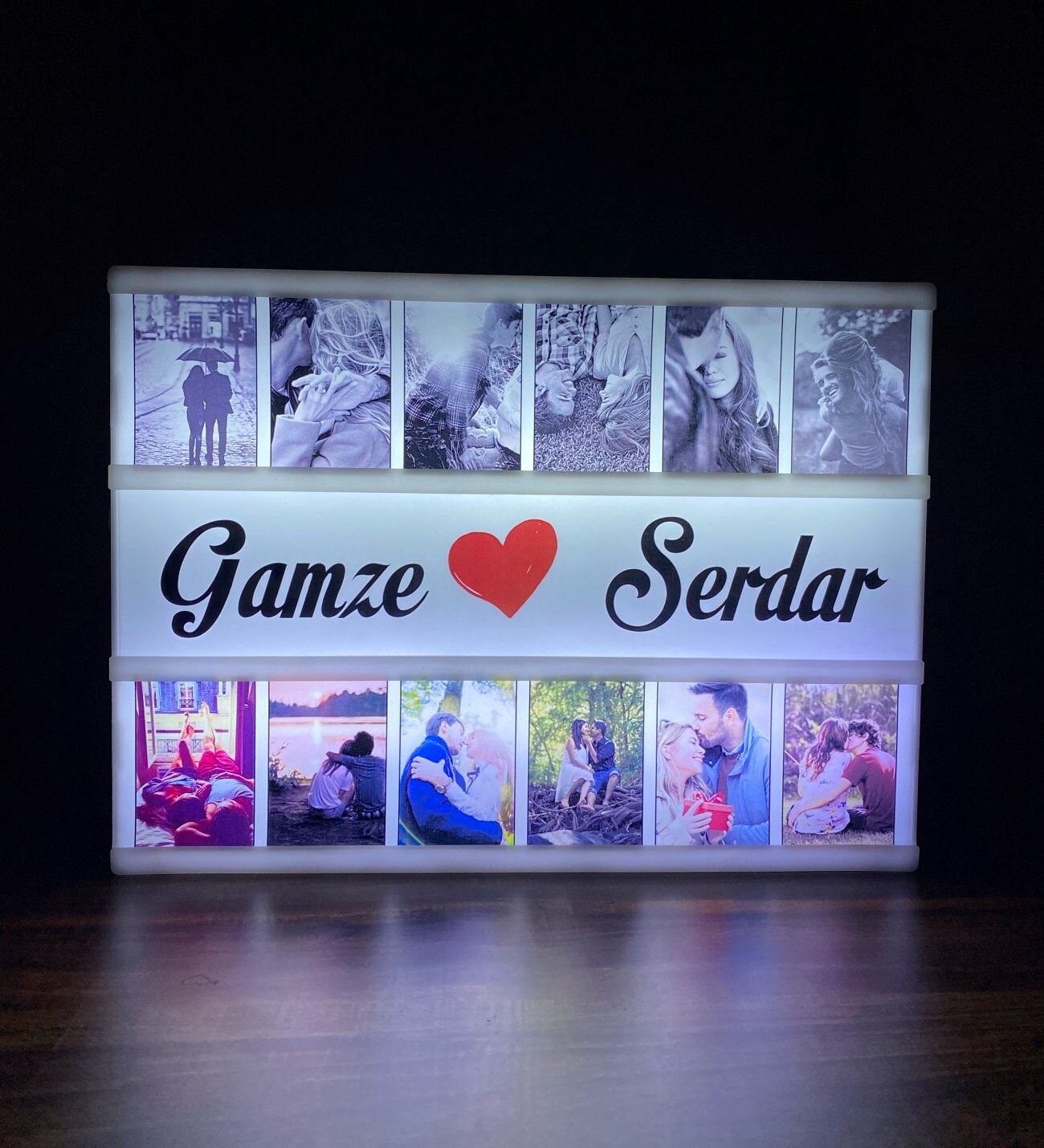 Kişiye Özel 12 Adet Fotoğraflı Işıklı Mesaj Panosu Büyük Boy Light Box