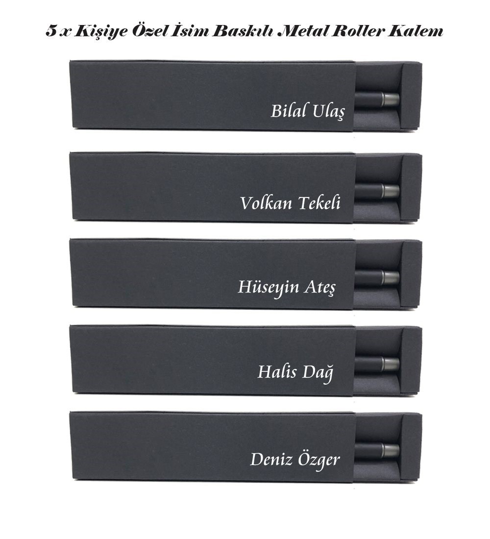 5 Adet Kişiye Özel İsim Baskılı Metal Mat Roller Kalem