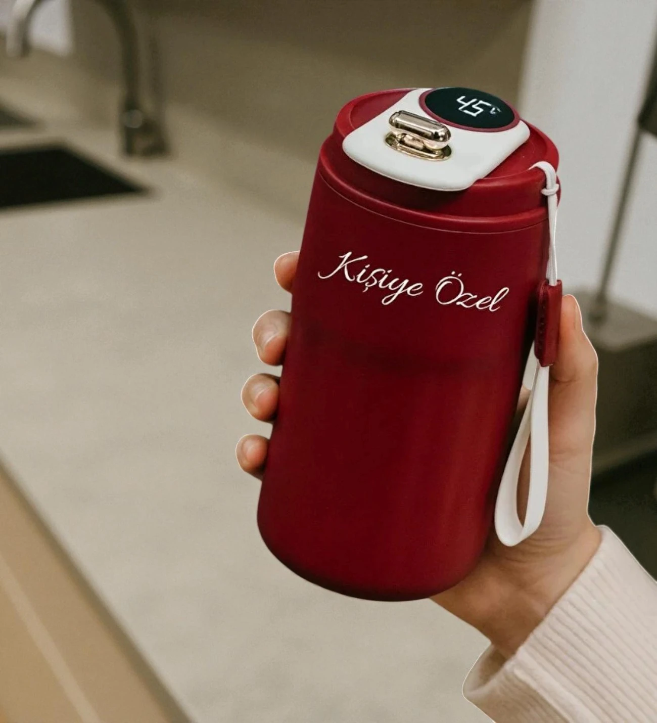 Kişiye Özel Dijital Isı Göstergeli 304 Çelik Termos Mug | İsim Baskılı 400 ml Kupa | 5 Renk Seçeneği