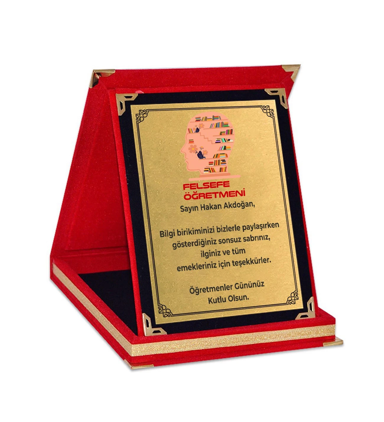 Kişiye Özel Felsefe Öğretmeni Tasarımlı Kadife Plaket