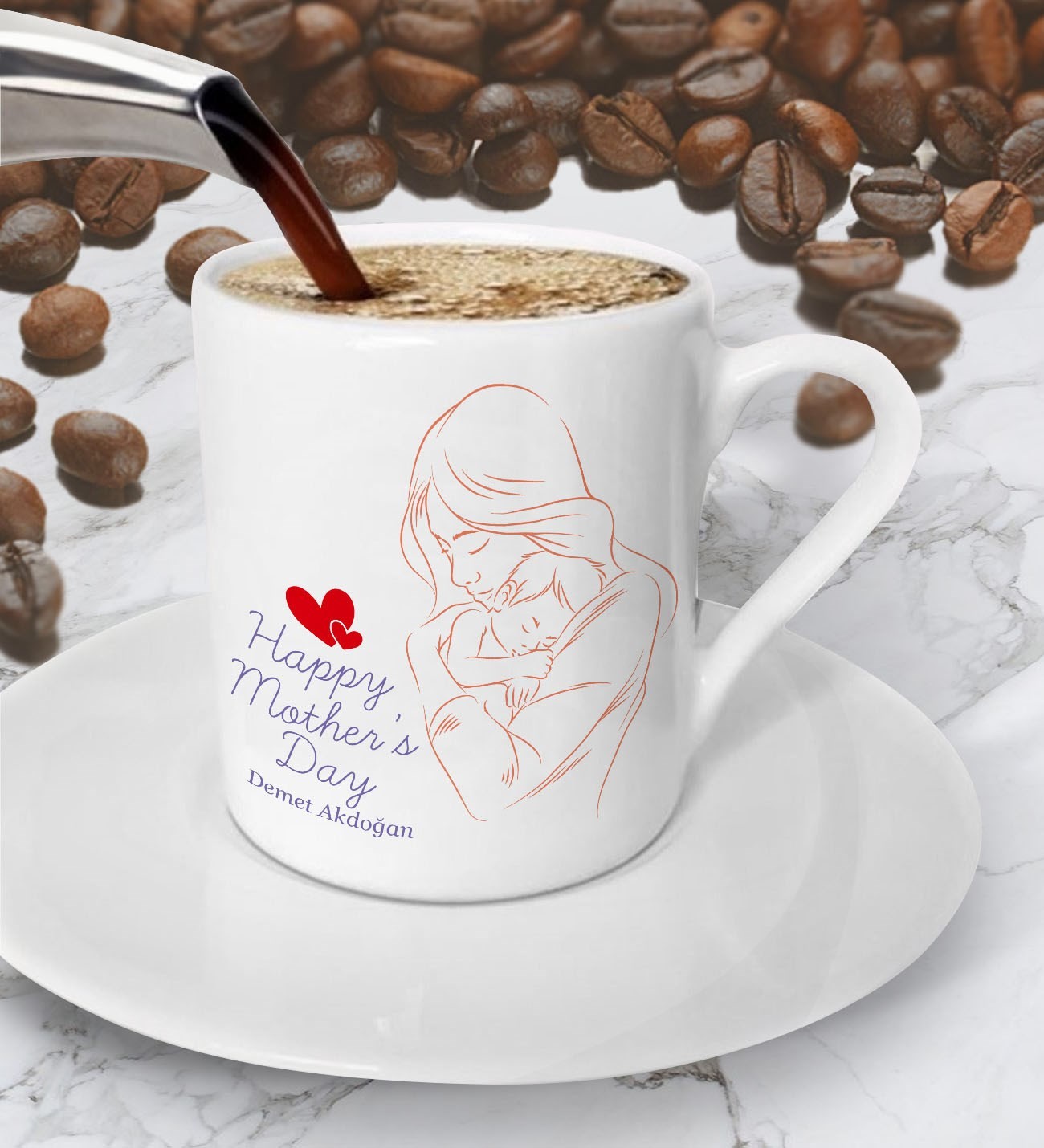 Happy Mother's Day Anneler Günü Tasarımlı Kahve Fincanı