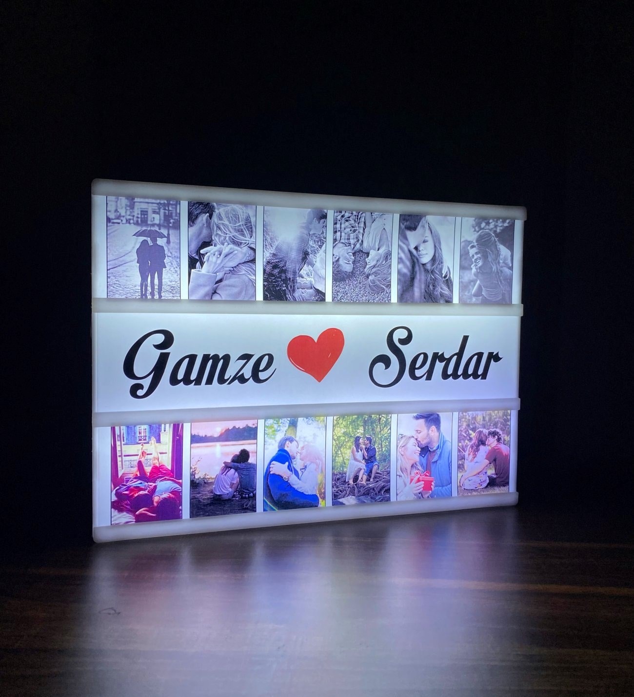 Kişiye Özel 12 Adet Fotoğraflı Işıklı Mesaj Panosu Büyük Boy Light Box